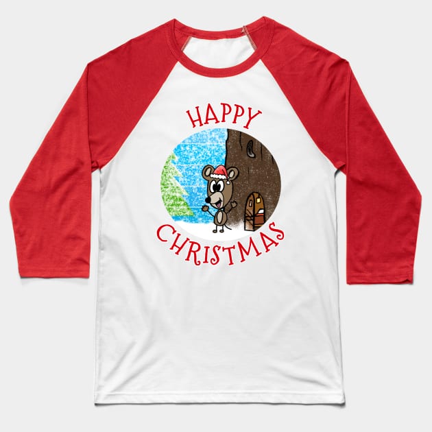 Happy Christmas Mouse Wildlife Xmas 2022 Baseball T-Shirt by doodlerob